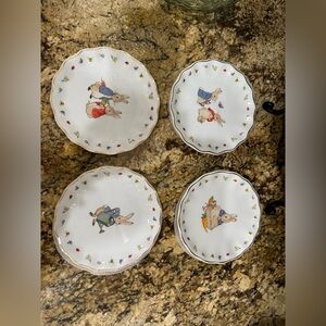 Beatrix Potter Peter Rabbit 6” appetizer plate set of 4 - Brand new!